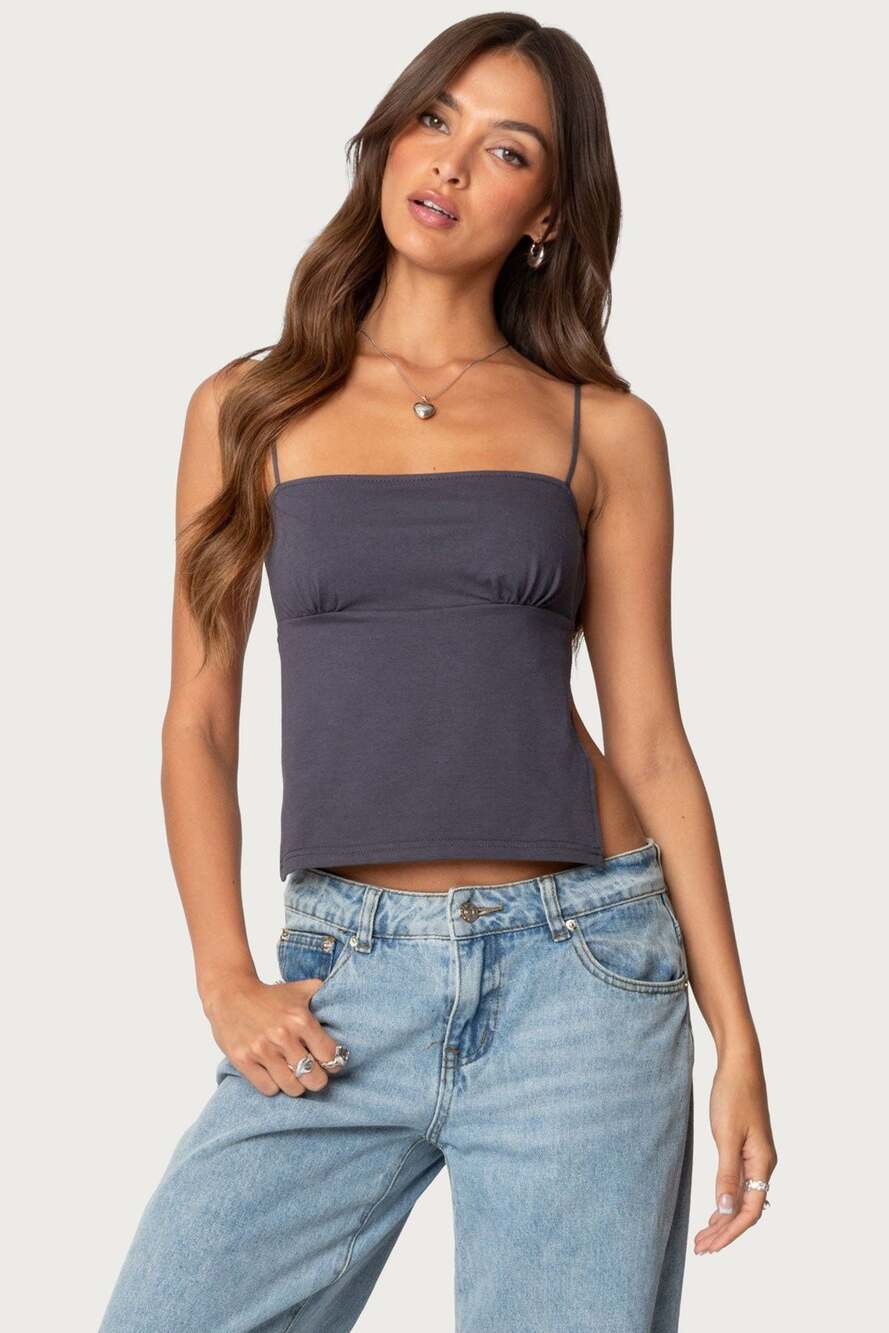 Edikted Jinx Open Back Tie-Front Tank Top Size Large